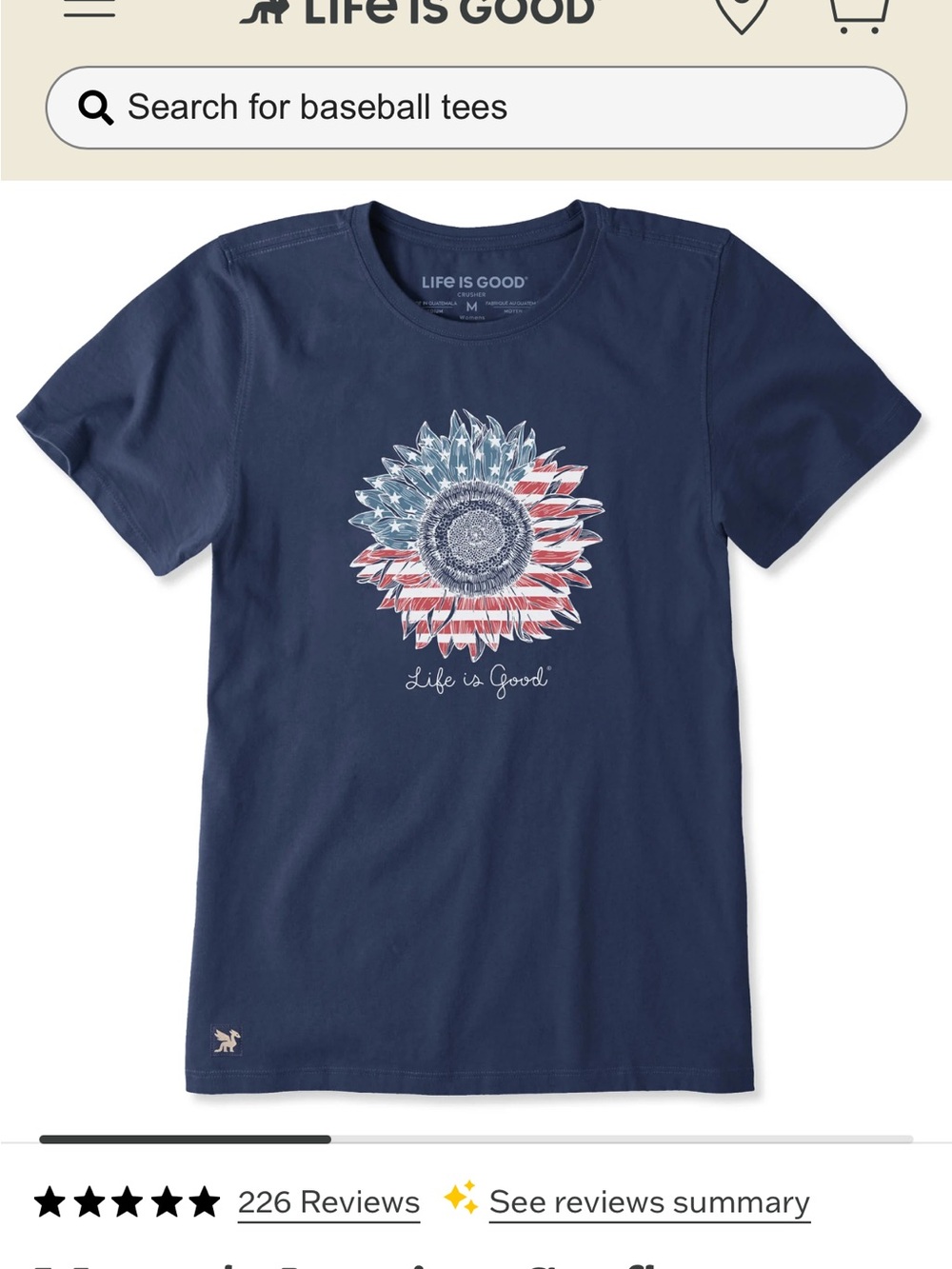Life is Good Women's American Sunflower Short Sleeve Tee